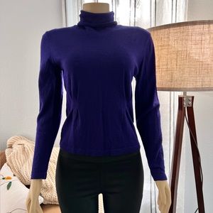 Dark Purple Long Sleeve Top Shirt Size S Holt Renfrew Wool Vintage Pleated